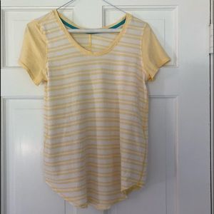 Lululemon yellow and white stripe Top